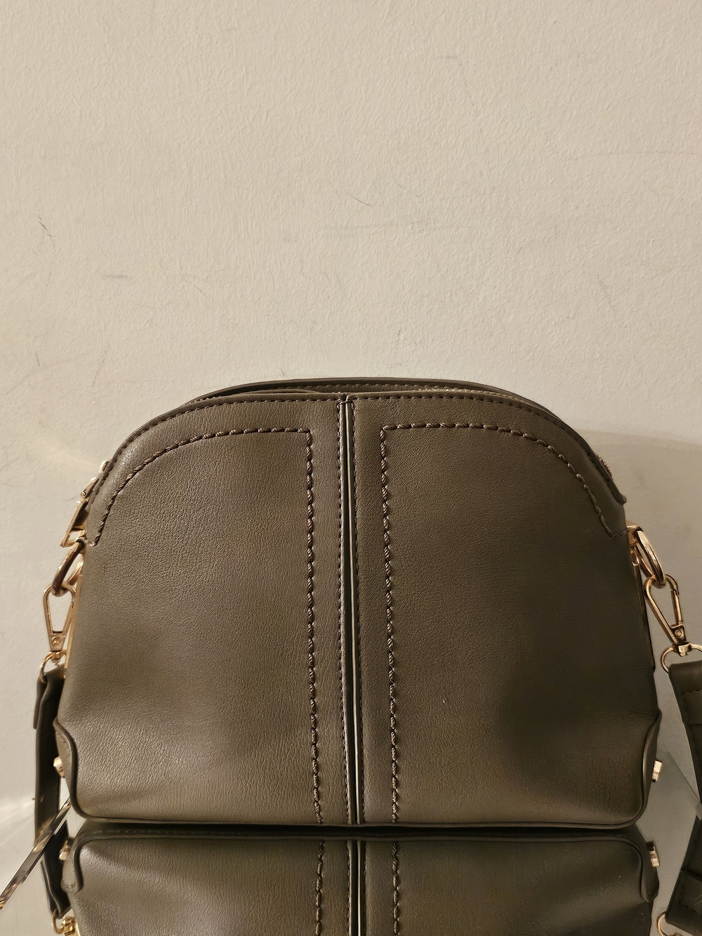 Miztique Olive Green Dome Crossbody with Gold Hardware